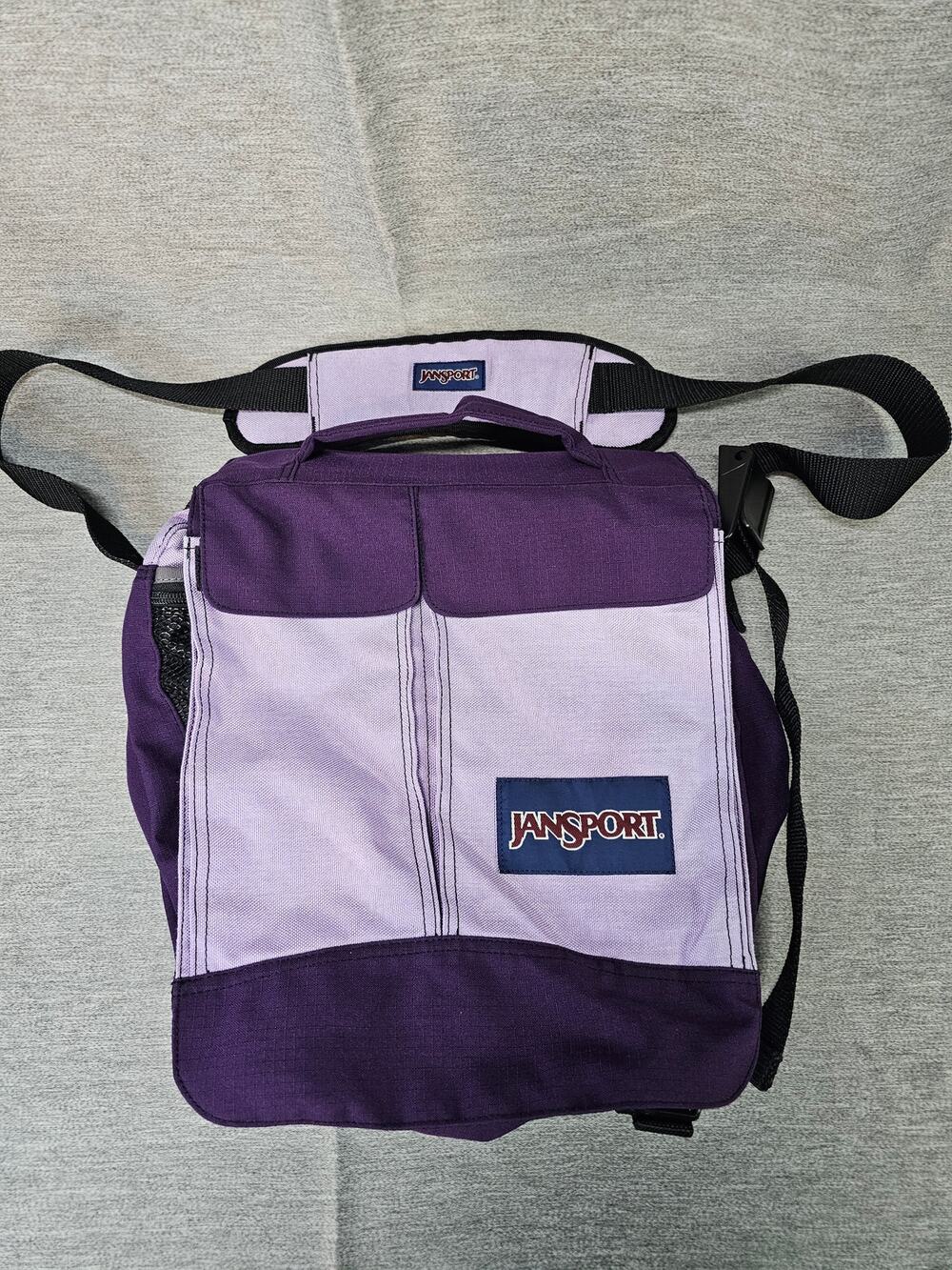JANSPORT Bag Messenger Crossbody Book Canvas Backpack PURPLE Y2K VTG Medium